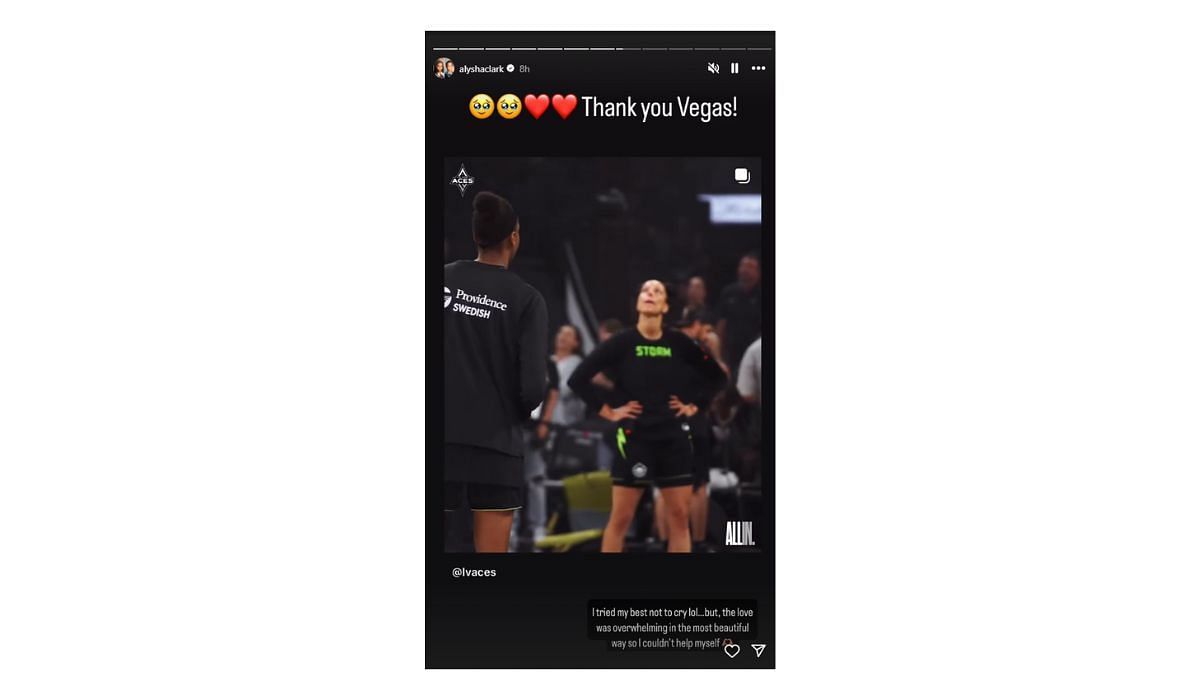Alysha Clark sends an emotional message to Aces fans on Instagram (Source: Alysha Clark/ Instagram)